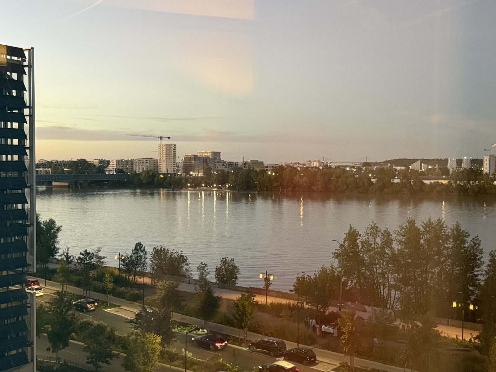 The Garonne river at dusk, seen from the hotel room.